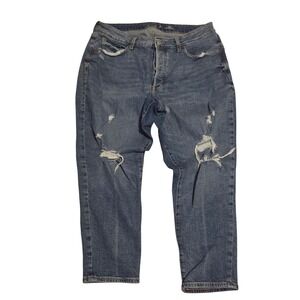 Old Navy High-Rise Curvy O.G. Straight Distressed Jeans Womens 16 Petite Blue